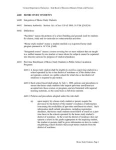 Vermont Department of Education - State Board of Education Manual of Rules and Practices[removed]HOME STUDY STUDENTS