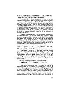 ANNEX - RESOLUTIONS RELATED TO ISRAEL OPPOSED BY THE UNITED STATES Public Law[removed]as amended by Public Law[removed]calls for a