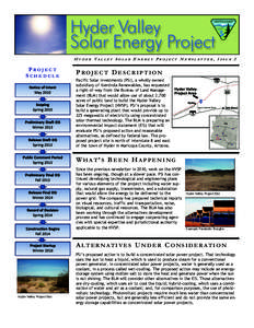 HYDER VALLEY SOLAR ENERGY PROJECT NEWSLETTER, ISSUE 2  PROJECT SCHEDULE  PROJECT DESCRIPTION