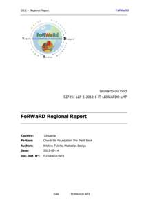 D3.2 – Regional Report  FoRWaRD Leonardo Da Vinci[removed]LLP[removed]IT-LEONARDO-LMP