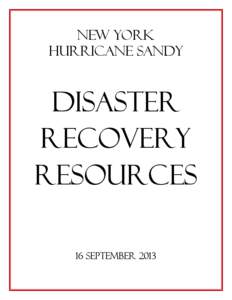 NY Hurricane Sandy Disaster Resources