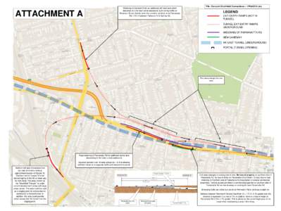 ATTACHMENT A  Widening of Concord Rd for an additional left hand lane which descends into the main tunnel eastbound. Left turning traffic on Patterson St can directly enter the tunnel or continue on to Parramatta Rd. (15