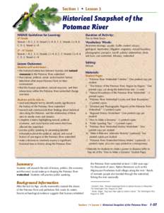 Section 1 • Lesson 5  Historical Snapshot of the Potomac River NAAEE Guidelines for Learning: