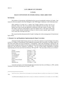 [removed]LAW LIBRARY OF CONGRESS CANADA HAGUE CONVENTION ON INTERNATIONAL CHILD ABDUCTION Introduction