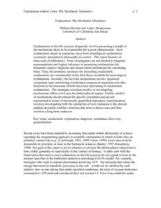 Explanation without Laws: The Mechanist Alternative  p. 1 Explanation: The Mechanist Alternative William Bechtel and Adele Abrahamsen