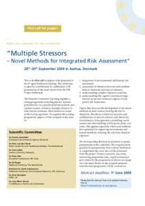 First call for papers  Mark your calendar for the conference: “Multiple Stressors – Novel Methods for Integrated Risk Assessment”