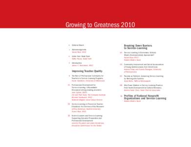 Growing to Greatness 2010      iii  Growing to Greatness 2010 iv	Editorial Board