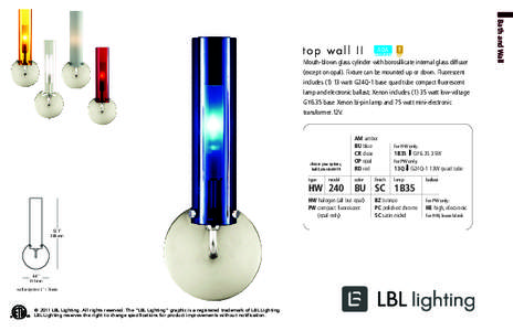 ADA COMPLIANT Mouth-blown glass cylinder with borosillicate internal glass diffuser (except on opal). Fixture can be mounted up or down. Fluorescent includes[removed]watt G24Q-1 base quad tube compact fluorescent