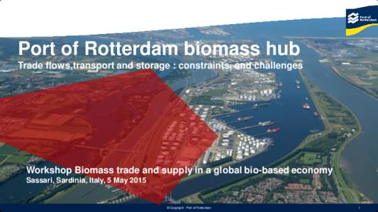 Port of Rotterdam biomass hub Trade flows,transport and storage : constraints, and challenges Workshop Biomass trade and supply in a global bio-based economy Sassari, Sardinia, Italy, 5 May 2015