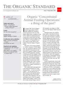 THE ORGANIC STANDARD Issue 77/September 2007 www.organicstandard.com  table of