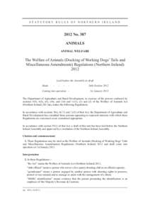 STATUTORY RULES OF NORTHERN IRELANDNo. 387 ANIMALS ANIMAL WELFARE