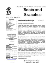 Wetaskiwin Branch - Alberta Genealogical Society  Roots and Branches  Vol 9 No. 3