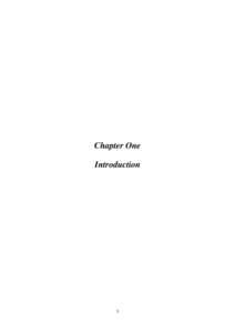 Chapter one  Introduction Chapter One Introduction