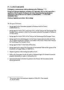 P7_TA-PROV[removed]Emergency autonomous trade preferences for Pakistan ***I European Parliament legislative resolution of 13 September 2012 on the proposal for a regulation of the European Parliament and of the Council