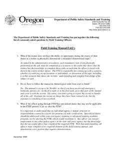 Department of Public Safety Standards and Training 4190 Aumsville Hwy SE Salem, OR[removed][removed]FAX[removed]http://www.dpsst.state.or.us