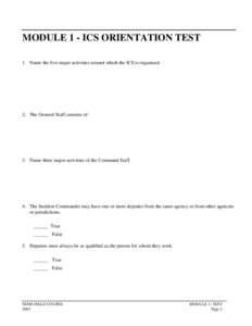 MODULE 1 - ICS ORIENTATION TEST