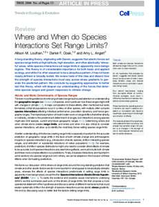 TREE 2006 No. of Pages 13  Review Where and When do Species Interactions Set Range Limits?