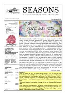 SEASONS Newsletter of the Catholic Parish of St. Thomas More, Mount Eliza S E C O ND S U ND A Y O R D I NA R Y T I ME  18th January 2015