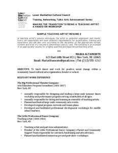 Microsoft Word - Arts Education - Sample Teaching Artist Resume 2.doc