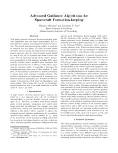 Advanced Guidance Algorithms for Spacecraft Formation-keeping∗ Michael Tillerson† and Jonathan P. How‡ Space Systems Laboratory Massachusetts Institute of Technology Abstract