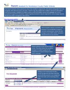 Parent  Assistant for Henderson County Public Schools The Parent Assistant allows parents to check their student’s assignments, attendance and grades from any computer with Internet access, any time. Parents may also u