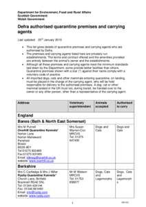 Defra authorised quarantine premises and carrying agents