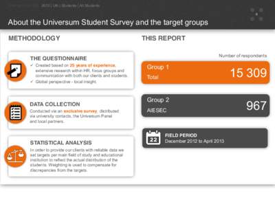 2013 | UK | Students | All Students 6 About the Universum Student Survey and the target groups METHODOLOGY