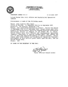 DEPARTMENT OF THE ARMY US. ARMY HUMAN RESOURCES COMMAND ZOO STOVALL STREET ALEXANDRIA VA[removed]PERMANENT ORDERS[removed]