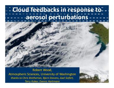 Cloud feedbacks in response to  aerosol perturbations aerosol perturbations Robert Wood,   Atmospheric Sciences, University of Washington