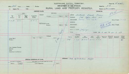 Department of the Interior Property and Tenancy Ledger