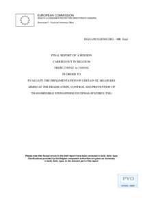 EUROPEAN COMMISSION HEALTH & CONSUMER PROTECTION DIRECTORATE-GENERAL Directorate F - Food and Veterinary Office DG(SANCO[removed] – MR final