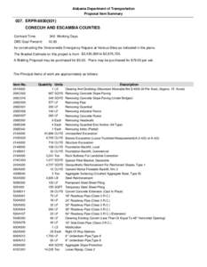 Alabama Department of Transportation Proposal Item Summary 037. ERPR[removed]CONECUH AND ESCAMBIA COUNTIES Contract Time: