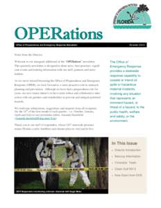OPERations October 2013 Office of Preparedness and Emergency Response Newsletter  Notes from the Director.