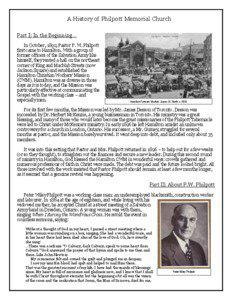 A History of Philpott Memorial Church Part I: In the Beginning… In October, 1892, Pastor P. W. Philpott