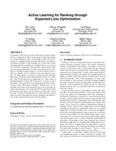 Active Learning for Ranking through Expected Loss Optimization Bo Long Olivier Chapelle