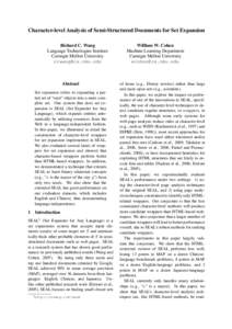 Character-level Analysis of Semi-Structured Documents for Set Expansion Richard C. Wang Language Technologies Institute Carnegie Mellon University [removed]