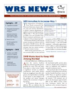 WRS NEWS  News and information for retired members of the Wisconsin Retirement System May 2015