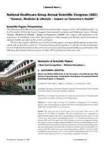 [ General News ]  National Healthcare Group Annual Scientific Congress (ASC) “Science, Medicine & Lifestyle – Impact on Tomorrow’s Health” Scientific Papers Presentation