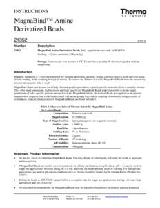INSTRUCTIONS  MagnaBind™ Amine Derivatized Beads 21352