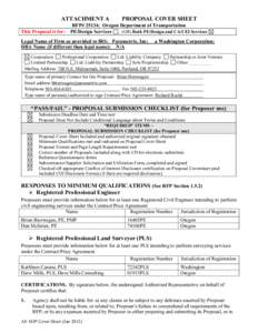 ATTACHMENT A This Proposal is for: PROPOSAL COVER SHEET  RFP# 25134; Oregon Department of Transportation