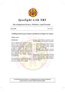 Spotlight with NRI Development Issues, Policies, and Trends _______________________________________________________________________________ March 2009 Vol. 3 No. 2 ________________________________________________________
