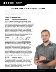 DTT IMPLEMENTATION STEPS TO SUCCESS DTT has achieved its position as a leader in the hospitality marketplace by delivering the highest quality of service to our customers. With the launch date of each project, our team w