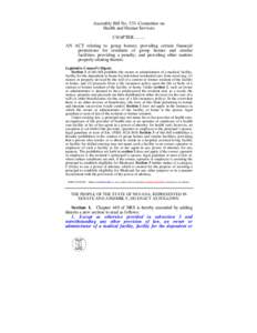 Assembly Bill No. 533–Committee on Health and Human Services CHAPTER[removed]AN ACT relating to group homes; providing certain financial protections for residents of group homes and similar facilities; providing a pe