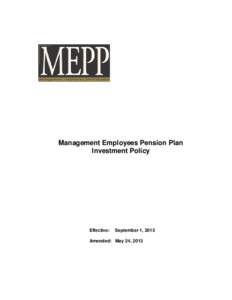 MEPP Statement of Investment Policies and Goals