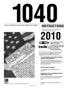 1040  NOTE: THIS BOOKLET DOES NOT CONTAIN TAX FORMS INSTRUCTIONS Including Instructions for Schedules