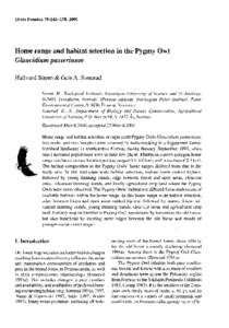 Ornis Fennica 78 :Home range and habitat selection in the Pygmy Owl Glaucidium passerinum Hallvard Strøm & Geir A. Sonerud Strom, H., Zoological Institute, Norwegian University of Science and Technology,