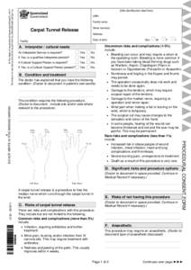 Carpal Tunnel Release Procedural Consent and Patient Information Sheet | Informed Consent