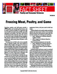 Freezing Meat, Poultry and Game
