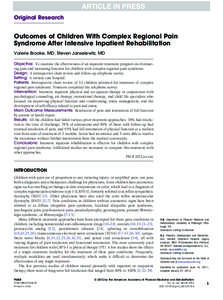 Outcomes of Children With Complex Regional Pain Syndrome After Intensive Inpatient Rehabilitation