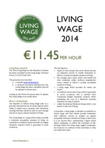 LIVING WAGE 2014 €11.45 Living Wage Launched